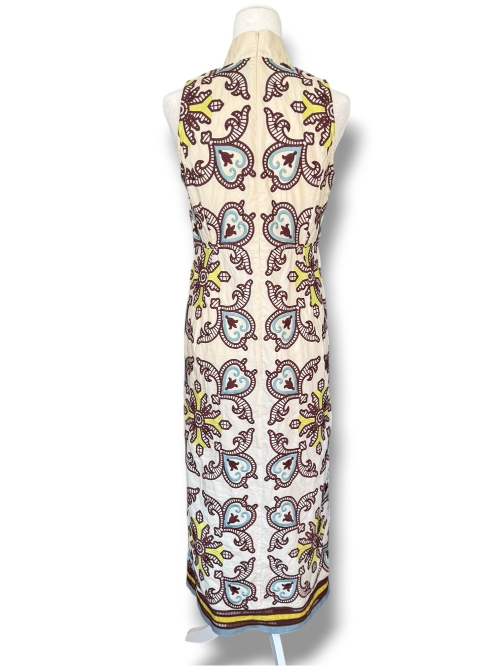 Tuckernuck Citron and Slate Blue Embroidered Leighton Cotton Dress Sz M - Picture 6 of 14